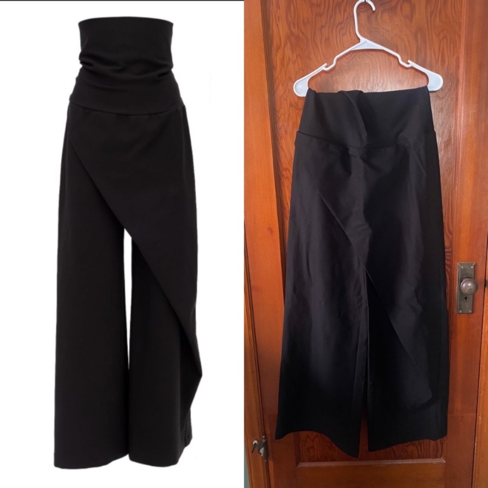 Julie Allert Black Jersey Wide Leg Trousers